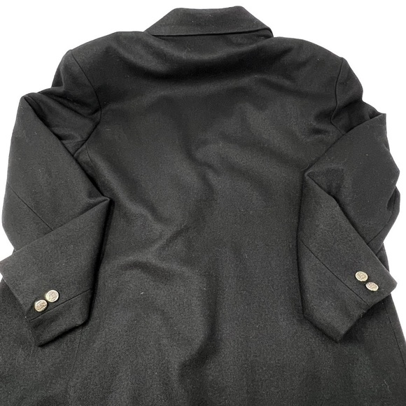 VTG Dumas Wool Car Coat Black Size 16 Double Breasted Crest Buttons Notch Collar - Picture 13 of 14